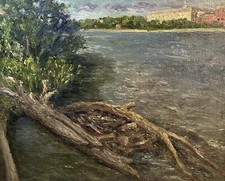 Grand River Logs In Grand Rapids - Original Oil Painting picture