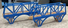 Vintage Thomas Wooden Railway SODOR BAY BRIDGE Blue Clickity-Clack Track 2 Piece picture