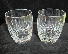 Waterford Lismore Double Old Fashioned Crystal Glasses Set of 2 Signed 12.5oz picture