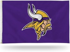 Minnesota Vikings Premium 3x5 Feet Flag Banner, Logo Design, Metal Grommets, Out picture