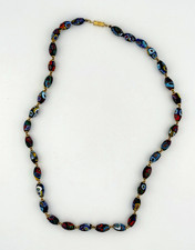 Vintage Venetian Murano Millefiori Oval Glass Bead Necklace picture