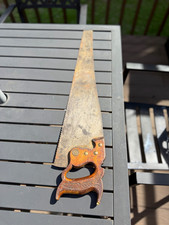 Vintage Original Hand Saw with Carved Ornate Wooden Handle Collectible picture
