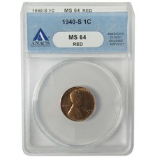 1940 S Lincoln Wheat Cent MS 64 RD ANACS Penny 1c Coin SKU:I28436 picture