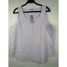 NWT Chico's Womens 2 (12/14) Linen Blend Scoop Neck Tank Top Lavender Striped picture