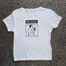 Vintage 1998 Max Cannon Red Meat Comic Shirt Baby Girl Tee Ringer NSFW picture
