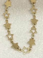 18K 750 Solid Gold Star Chain Link Charm Bracelet Handmade Jewellery size 15cm picture