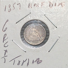 1857 P HALF DIME Type 2 Resumed - Stars and Drapery on Obverse picture