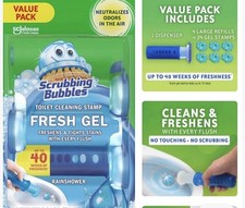 4 Scrubbing Bubbles Rainshower Gel Toilet Cleaning Stamp, Rain shower 4 Refills picture