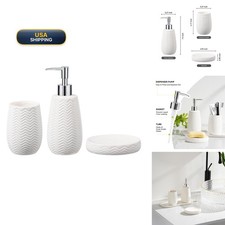 Modern Farmhouse White Ceramic Bathroom Accessory Set picture