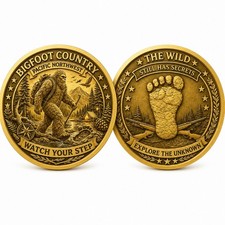 Bigfoot Country Explorer Challenge Coin, Bigfoot Country watch Your Step Coin picture