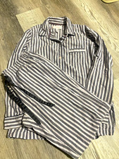 Victoria's Secret Women's Gray/White Striped Button Pajama Set Long Sleeve S picture