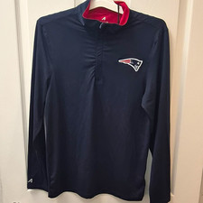 Antigua New England Patriots Quarter-Zip Pullover Blue/Red Mens M picture