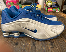 Nike Shox R4 Men's Low Top Lace-Up Sneaker Court Blue/White Metallic Silver picture