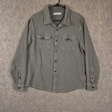 Outerknown Blanket Shirt Mens L Gray Flannel Button Up Shacket Overshirt Cotton picture