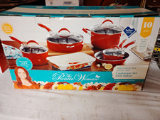 The Pioneer Woman Frontier Speckle 10-Piece Non-Stick Cookware Set w/ Baker, Red picture