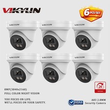 6PACK VIKYLIN 4K 8MP Full Color Night Vision Turret Security Camera Built-in MIC picture