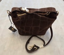 Claudia Firenze Chocolate Brown  Suede Shoulder or Crossbody Bag NWT picture