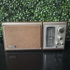 Vintage Sony ICF-9580W AM/FM 2 Band Bass Reflex Table Radio Wood  Tested Working picture