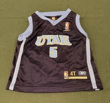 Vintage Reebok Utah Jazz Carlos Boozer 5 Jersey Toddler 4T Navy Blue NBA Mesh picture