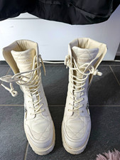 Christian Dior Women’s White Quilted Leather Mid-Calf Combat Boots 7.5 picture