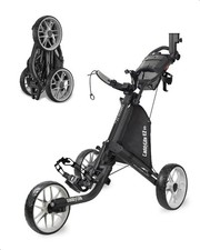 CaddyTek EZ V8 3-Wheel Golf Push Cart | Patented 1-Click One Size, Dark Grey picture