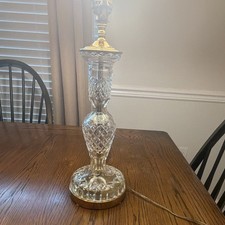 Waterford Clear Crystal Table Lamp Gold Tone Base Corded Knob Control MPN 1350 picture