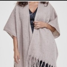 NEW Women’s INC Beige Knit Crystal Embellished Topper Wrap picture