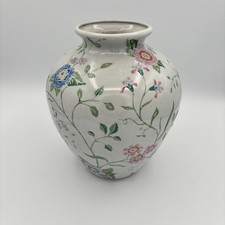 Vintage China Trader Porcelain Vase Hand Painted Floral Chinoiserie Pastel 9