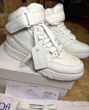 Off-White Out Of Office Mid Top Lea Men's White Sneakers EU 40 US 7 OMIA259C99 picture