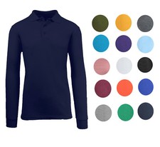 Men Long Sleeve Polo Shirt Size S M L Xl XXl New Standard Neck Classic Uniform picture