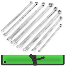 8PC Aviation Extra Long Double Ring Spanner Set 8mm - 24mm With Canvas Pouch picture