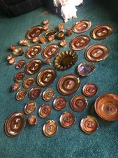 Jeanette Glass Co vintage 1947-1949 Anniversary Amber Iridescent Set of 46 piece picture