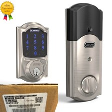 Schlage Connect Smart Deadbolt Camelot Trim Satin Nickel BE469 Z-Wave NOB picture