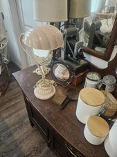 Vintage Pink Hollywood Regency Nautical Shell Lamp picture