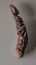 Antique African wood statue tribal art Bamileke horn 22
