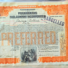 1907 Pocahontas Fuel Company stock cert-original- rare picture