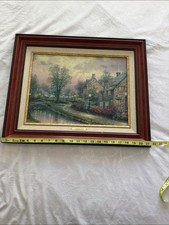Thomas Kinkade Framed Cottage Landscape Wall Art - Brown Frame 21 x 17 picture