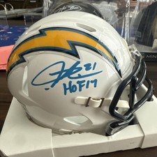 LaDanian Tomlinson signed Chargers mini helmet HOF inscription Beckett Witnessed picture