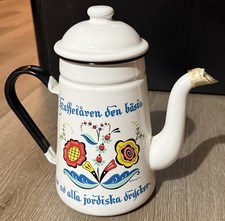 Vtg Berggren Swedish Enamel Pot Server Coffee Is The Best Of All Earthly Drinks picture