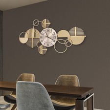 Large Luxury Gold Wall Clock Nordic Style Metal Clocks Home Living Room Decor US picture