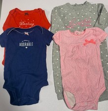 Carter’s Baby Girl Bodysuits Size 6 Months Lot of 4 Long & Short Sleeve picture