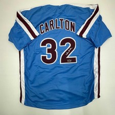 Facsimile Autographed Steve Carlton Philadelphia Blue Retro Jersey XL picture