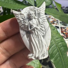 Natural Howlite Hnad Carved Angel Goddess Quartz Skull Crystal Reiki Healing 1PC picture
