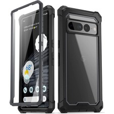 For Google Pixel 7 Pro Case | Poetic [Dual Layer] Shockproof Clear Cover Black picture