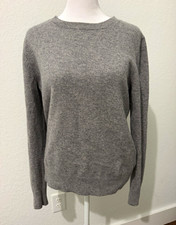 Quince Women’s 100% Cashmere Gray Crew Neck Long Sleeve Knit Sweater M picture