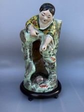 A Famille-Verte ‘Liu Hai & Toad’ Figurine, Qing Dynasty, H24.5cm, Good Condition picture