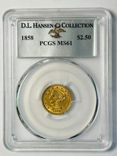 1858 P $2.50 Gold Liberty Head Quarter Eagle PCGS MS-61 picture
