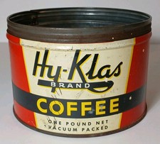 1950s Vintage Hy Klas KEYWIND COFFEE TIN CAN 1 POUND BEATY GROCERY ST. JOSEPH MO picture