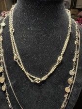 vintage jewelry signed lot, 3 Kmart golden long wrap around chains, NWT picture