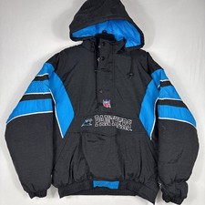 Vintage Carolina Panthers Starter Puffer Jacket Men's L Pro Line 1/4 Zip Hooded picture